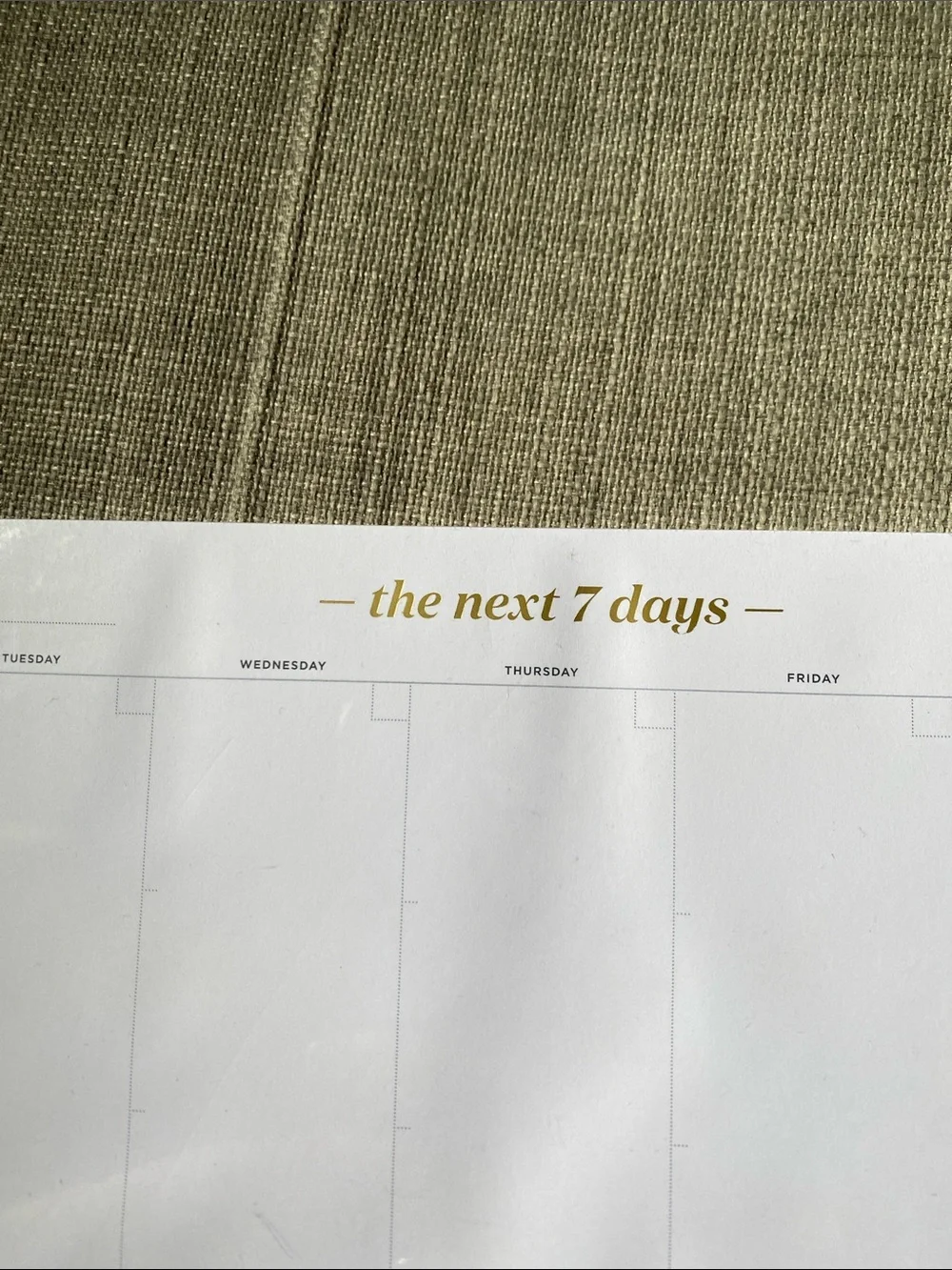 Ink+Volt Weekly Desk Pad Planner in White with Gold Header